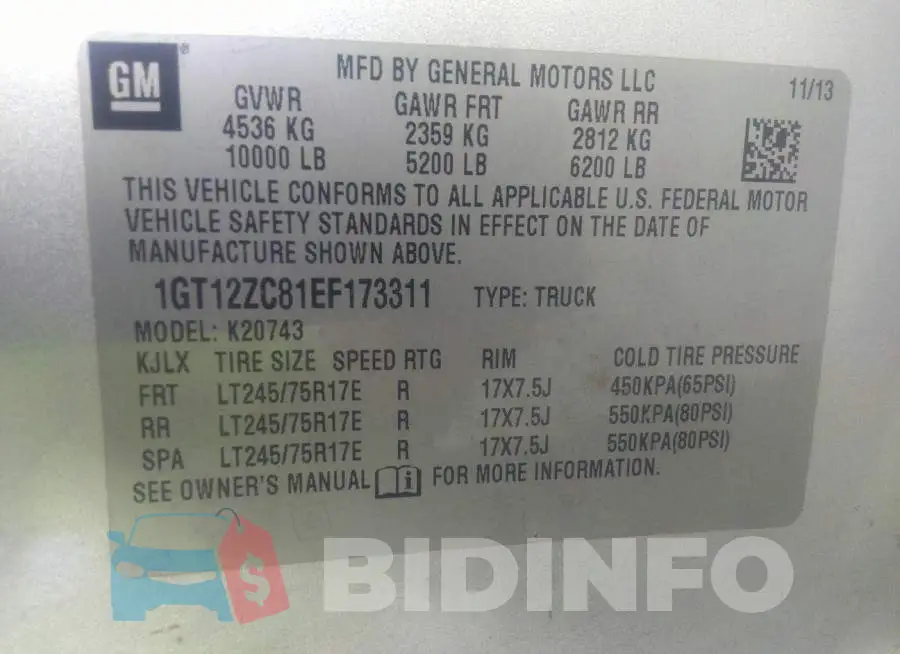 1GT12ZC81EF173311 Photo# 9