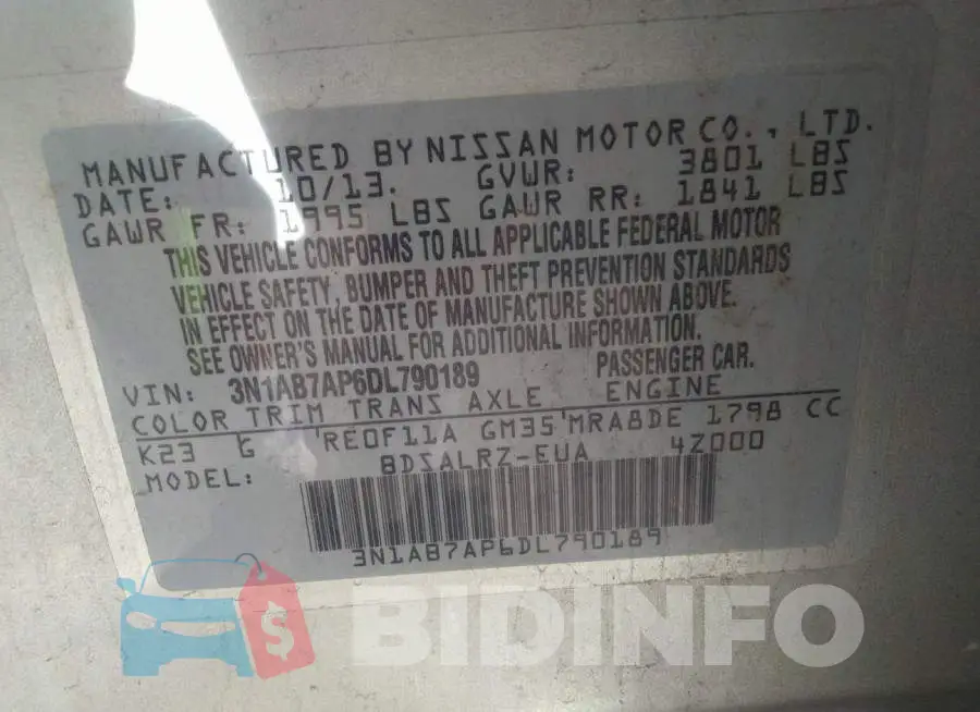 3N1AB7AP6DL790189 Photo# 9