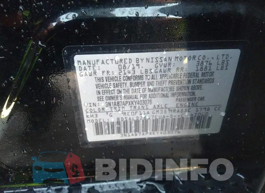 3N1AB7APXKY403076 Photo# 9