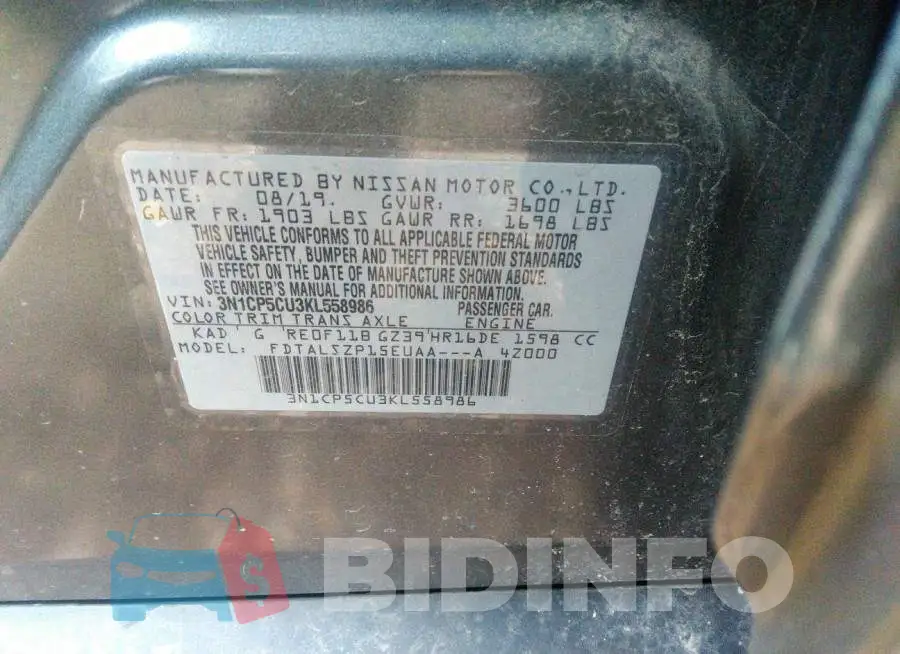 3N1CP5CU3KL558986 Photo# 9