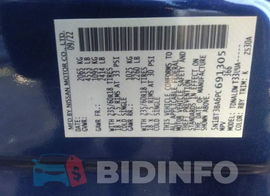 5N1BT3BA6PC691305 Photo# 9