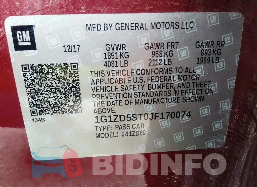 1G1ZD5ST0JF170074 Photo# 9