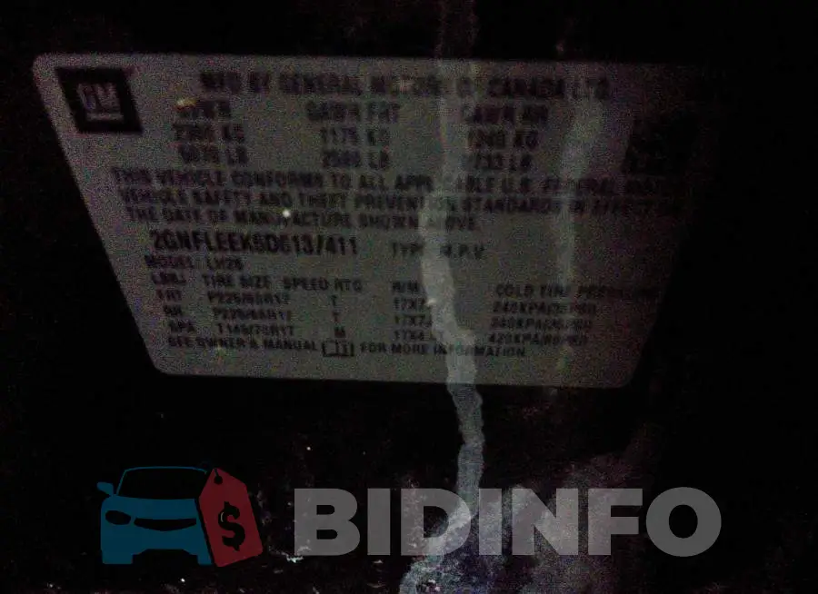 2GNFLEEK6D6137411 Photo# 9