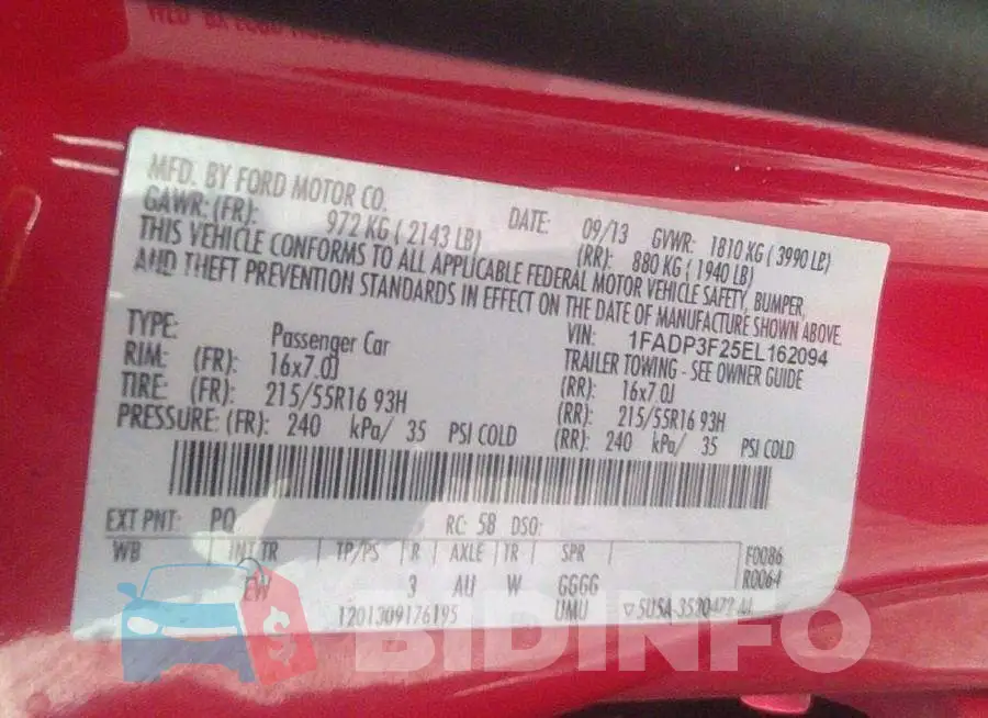 1FADP3F25EL162094 Photo# 9