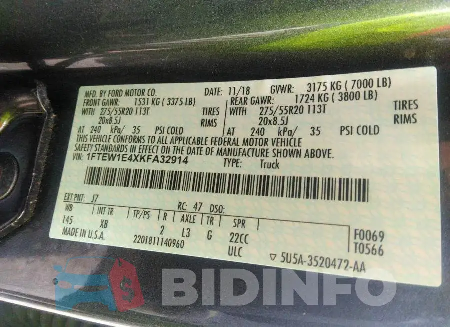 1FTEW1E4XKFA32914 Photo# 9