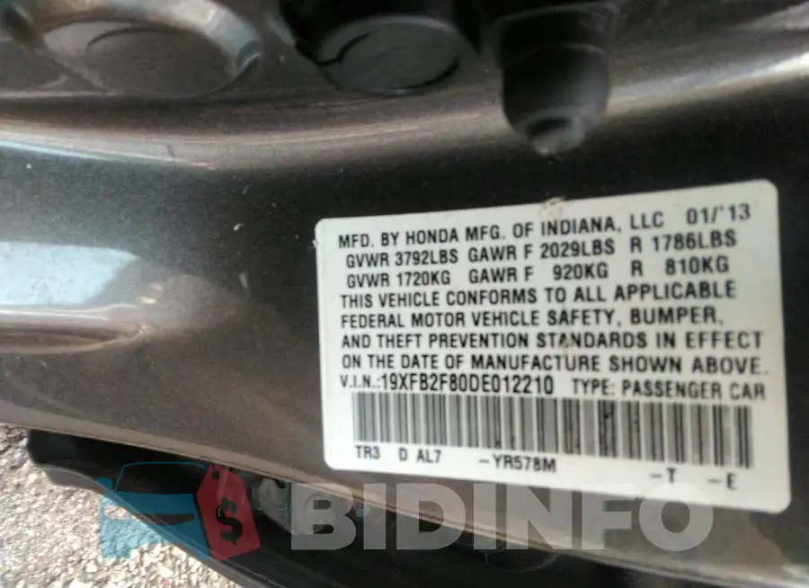 19XFB2F80DE012210 Photo# 9