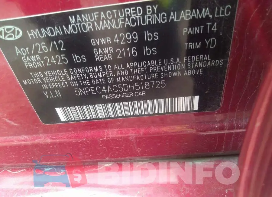 5NPEC4AC5DH518725 Photo# 9