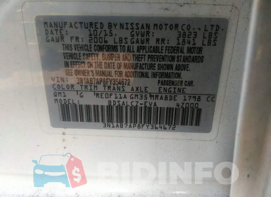 3N1AB7AP8FY364672 Photo# 9