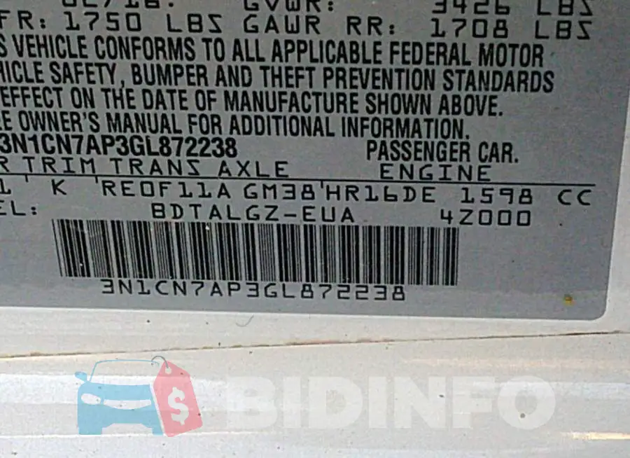 3N1CN7AP3GL872238 Photo# 9