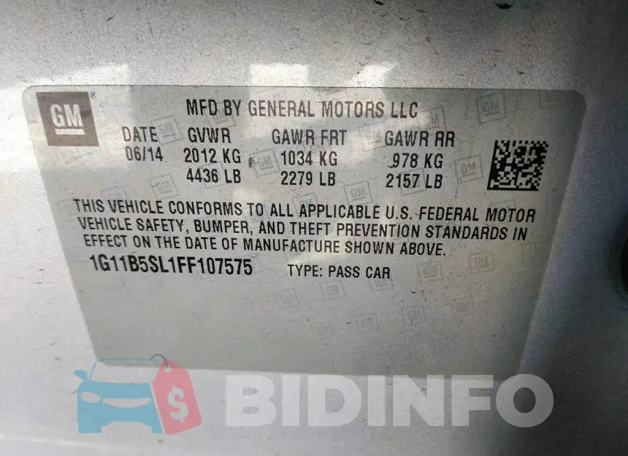 1G11B5SL1FF107575 Photo# 9