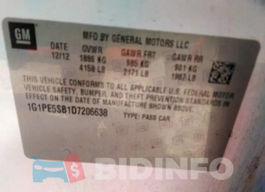 1G1PE5SB1D7206638 Photo# 9