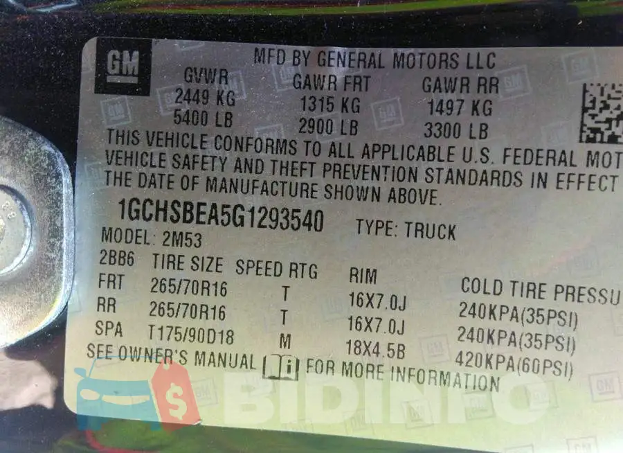 1GCHSBEA5G1293540 Photo# 9