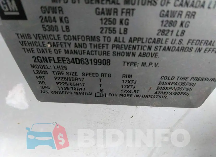 2GNFLEE34D6319908 Photo# 9
