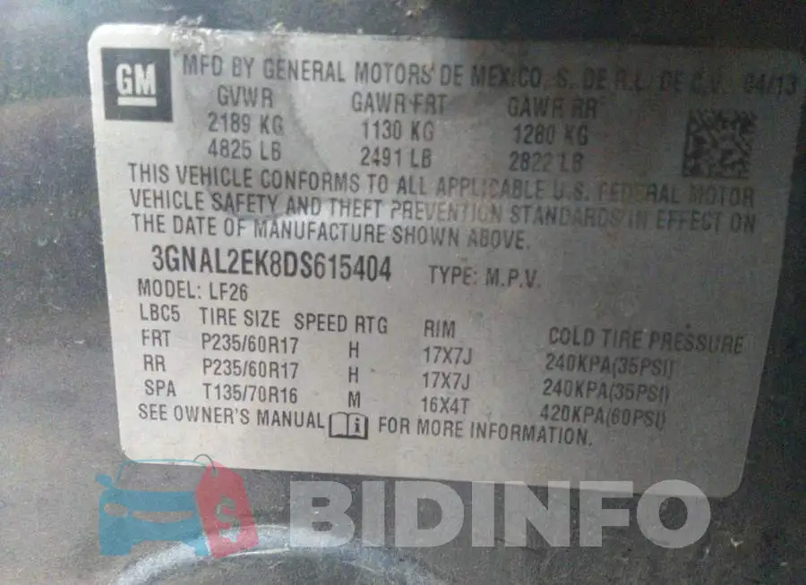 3GNAL2EK8DS615404 Photo# 9