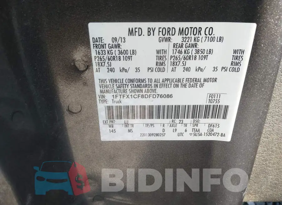 1FTFX1CF8DFD76086 Photo# 9