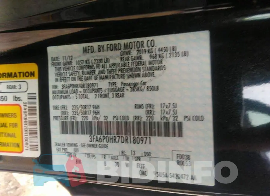 3FA6P0HR7DR180971 Photo# 9