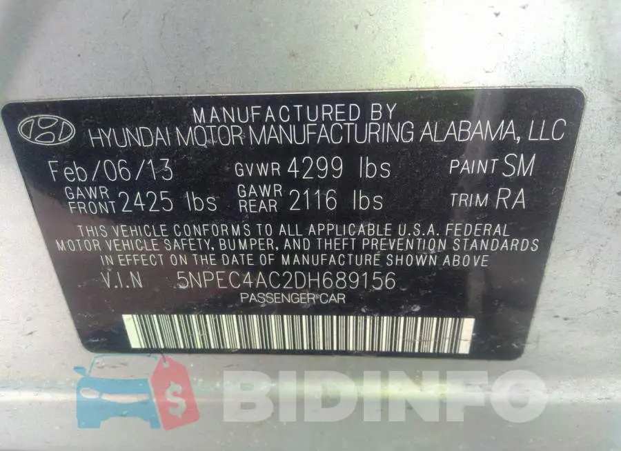 5NPEC4AC2DH689156 Photo# 9