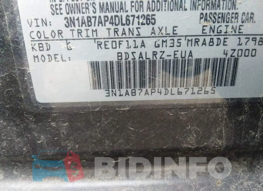 3N1AB7AP4DL671265 Photo# 9