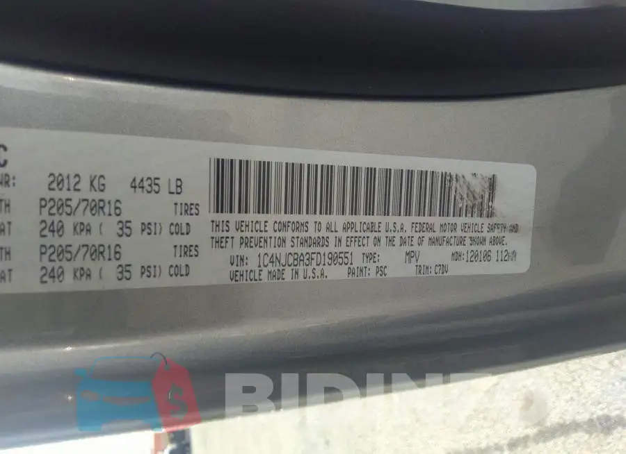 1C4NJCBA3FD190551 Photo# 9