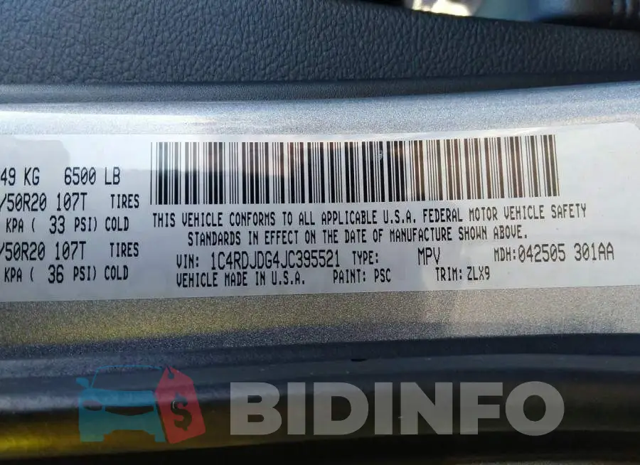 1C4RDJDG4JC395521 Photo# 9