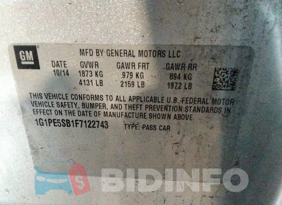 1G1PE5SB1F7122743 Photo# 9