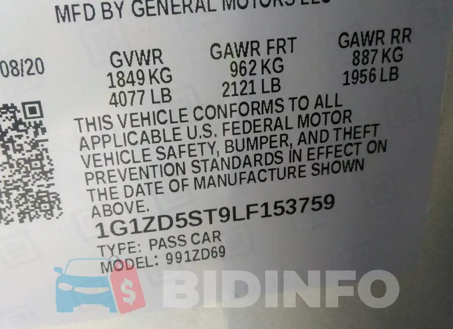 1G1ZD5ST9LF153759 Photo# 9