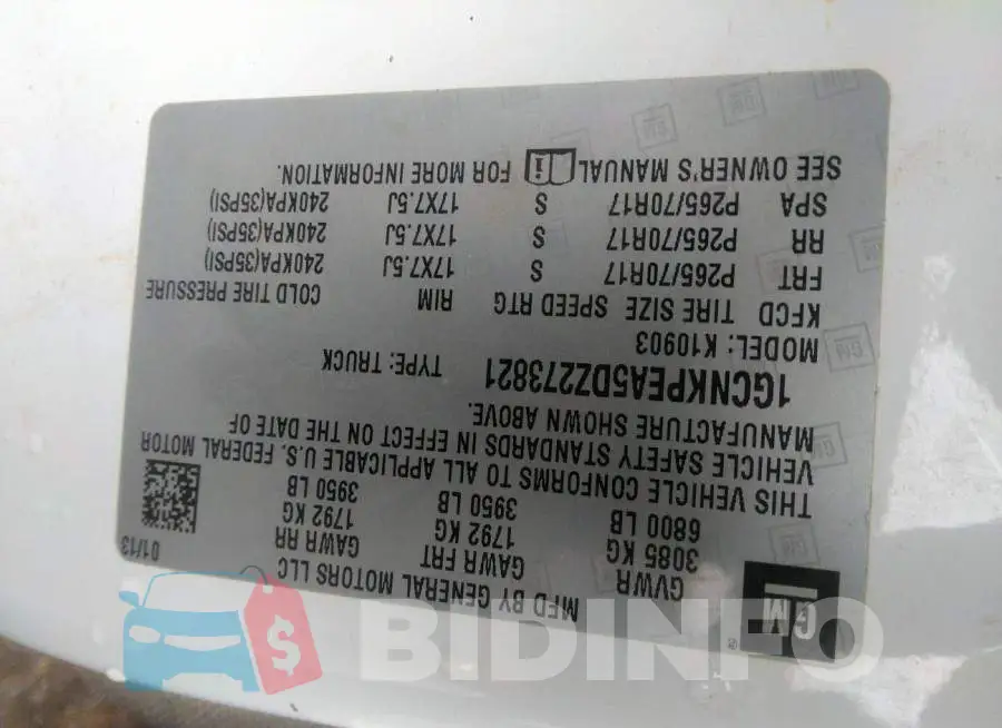 1GCNKPEA5DZ273821 Photo# 9