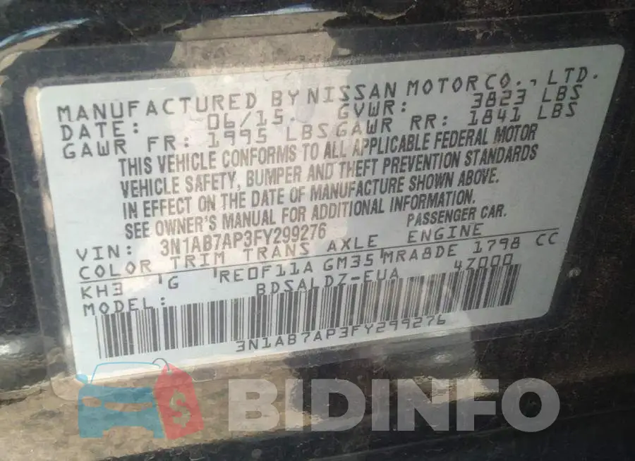 3N1AB7AP3FY299276 Photo# 9