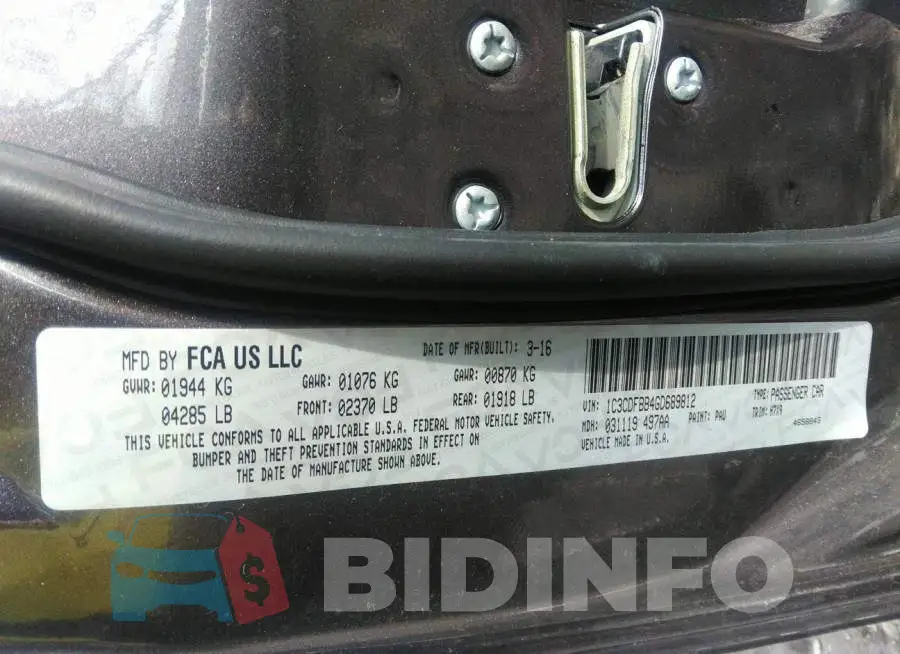 1C3CDFBB4GD689812 Photo# 9
