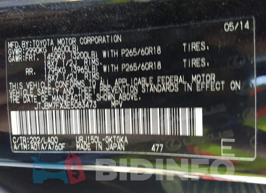 JTJBM7FX3E5083473 Photo# 9