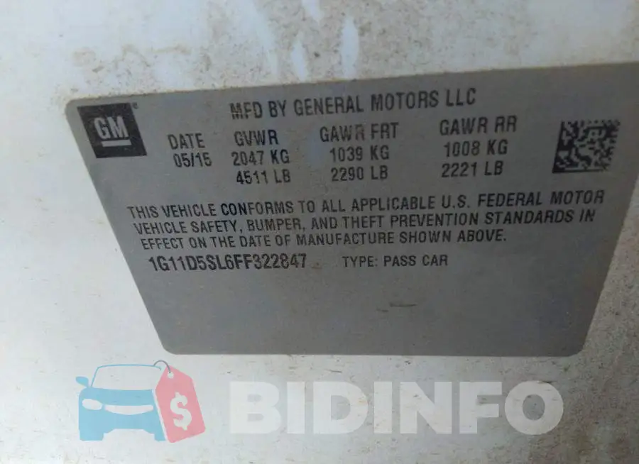 1G11D5SL6FF322847 Photo# 9
