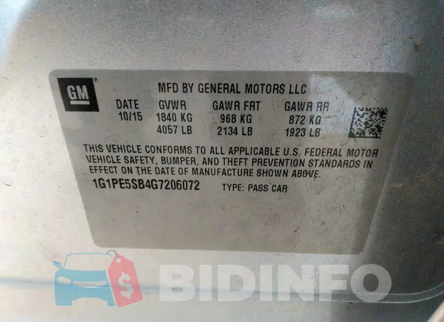 1G1PE5SB4G7206072 Photo# 9
