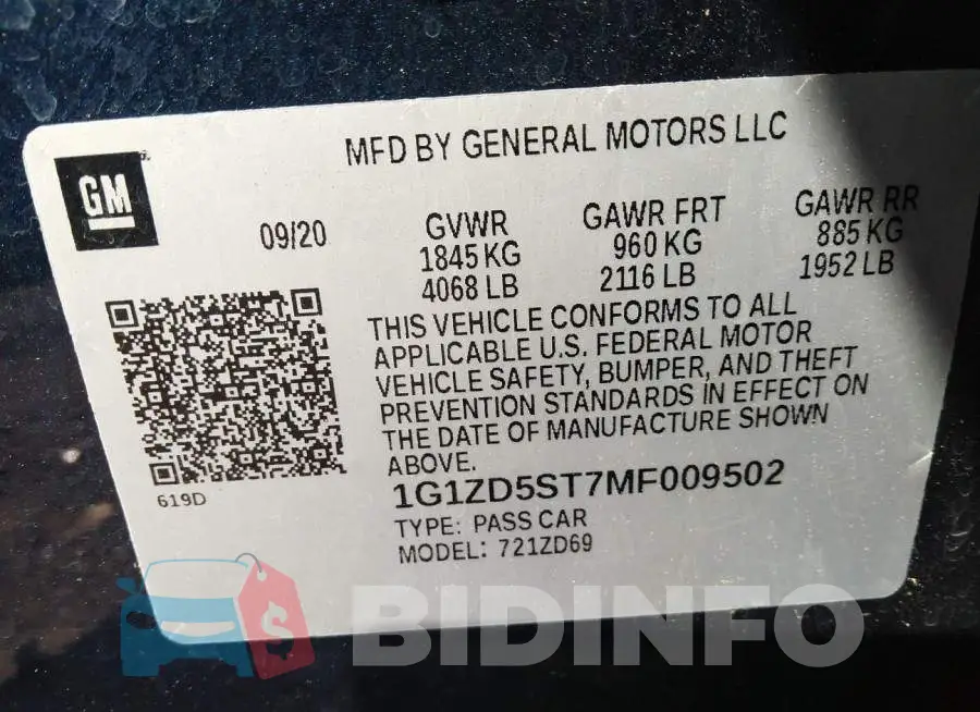 1G1ZD5ST7MF009502 Photo# 9