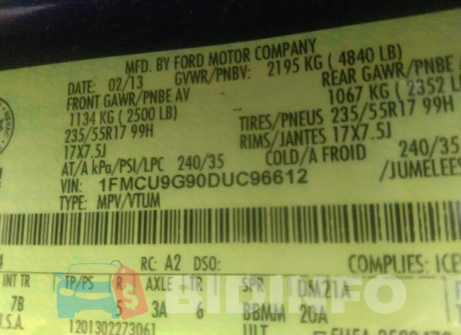 1FMCU9G90DUC96612 Photo# 9