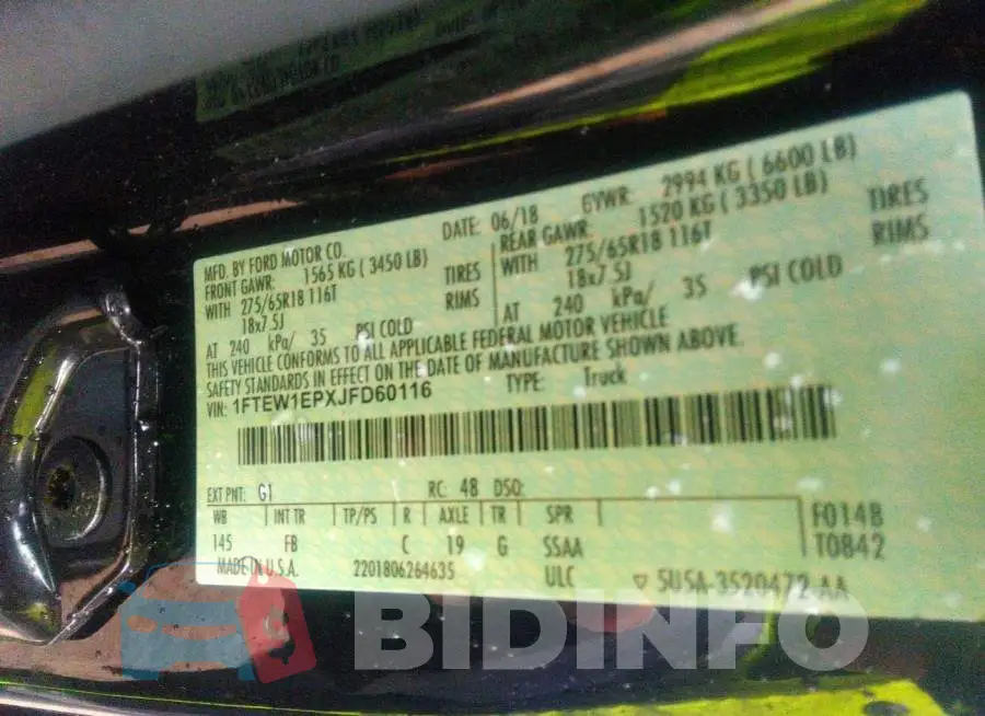 1FTEW1EPXJFD60116 Photo# 9