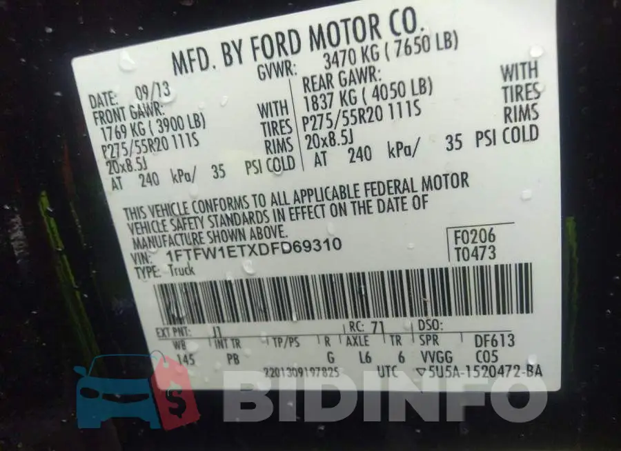 1FTFW1ETXDFD69310 Photo# 9