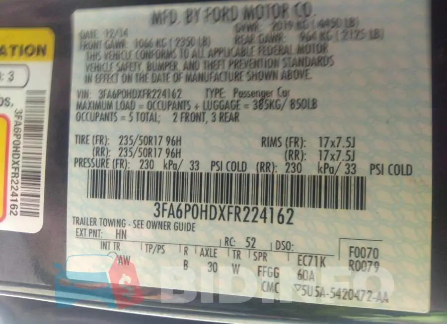 3FA6P0HDXFR224162 Photo# 9