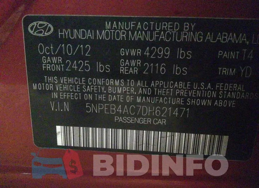 5NPEB4AC7DH621471 Photo# 9