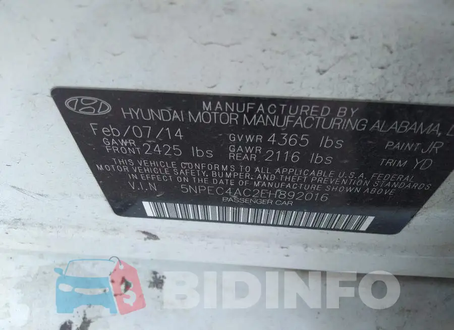 5NPEC4AC2EH892016 Photo# 9