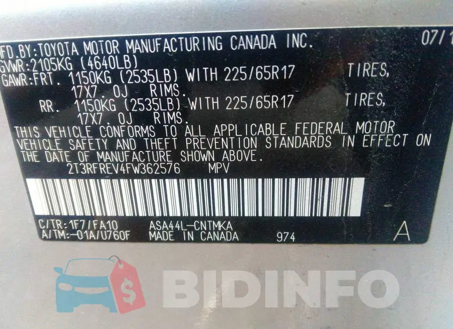 2T3RFREV4FW362576 Photo# 9