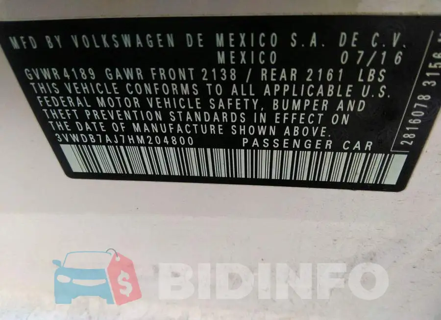 3VWDB7AJ7HM204800 Photo# 9