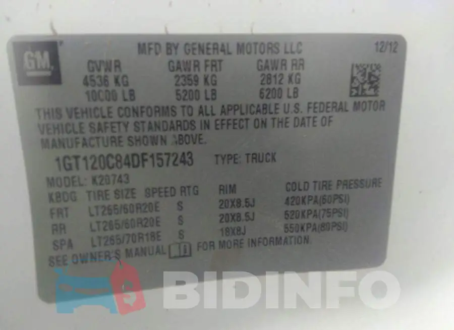 1GT120C84DF157243 Photo# 9