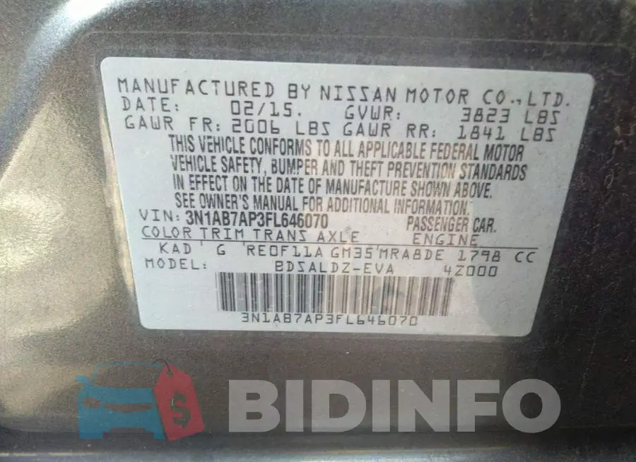 3N1AB7AP3FL646070 Photo# 9