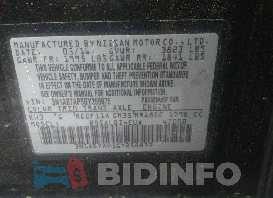 3N1AB7AP5GY258875 Photo# 9