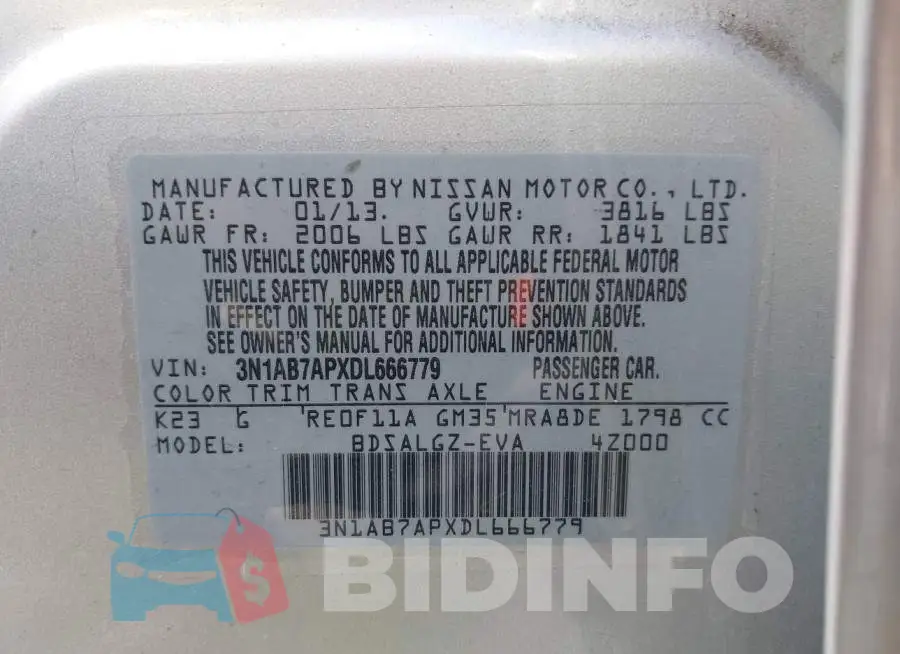 3N1AB7APXDL666779 Photo# 9