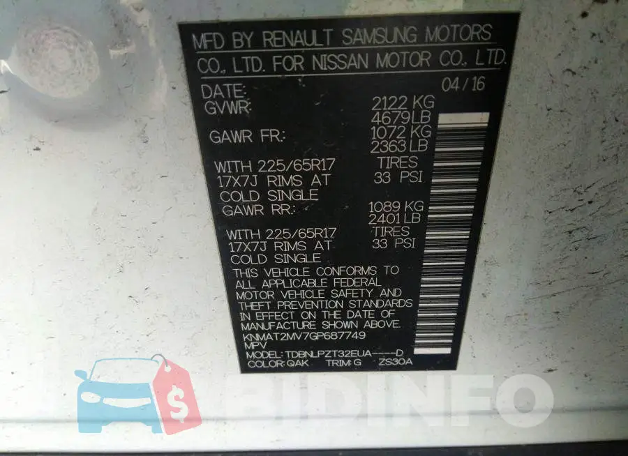 KNMAT2MV7GP687749 Photo# 9