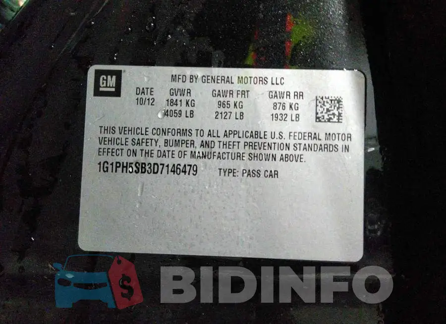 1G1PH5SB3D7146479 Photo# 9