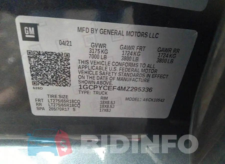 1GCPYCEF4MZ295336 Photo# 9