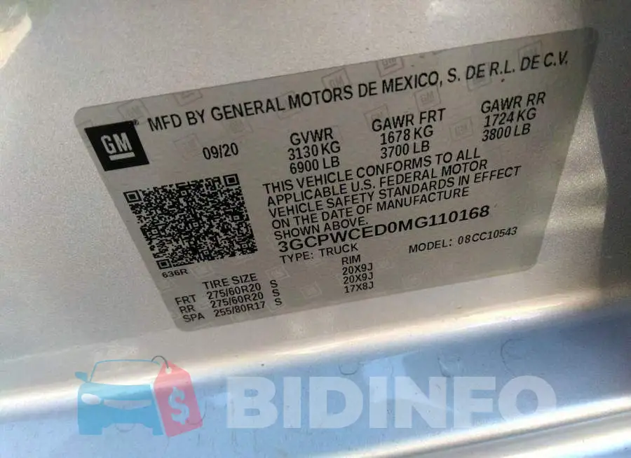 3GCPWCED0MG110168 Photo# 9