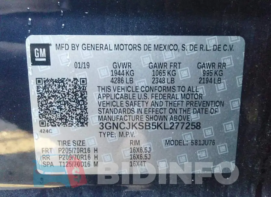3GNCJKSB5KL277258 Photo# 9